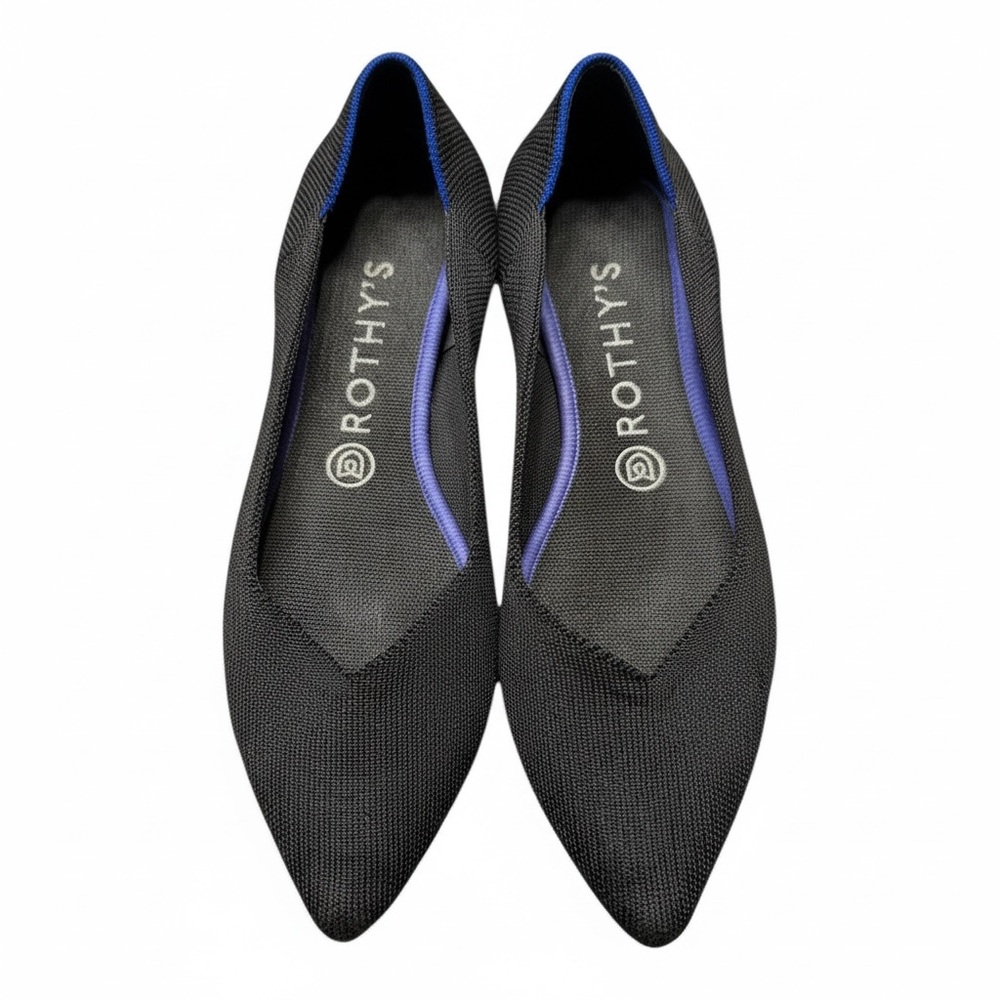 Rothy's Shoes The Point Solid Black Knit Women's Size 9 Ballet Flat Slip On